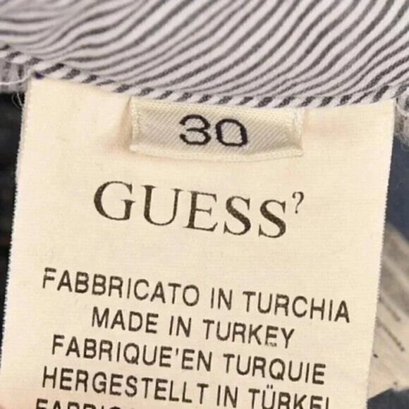 Vintage Guess Denim Jean Mini Skirt Cargo Flap Pockets Size 30 - Picture 10 of 10